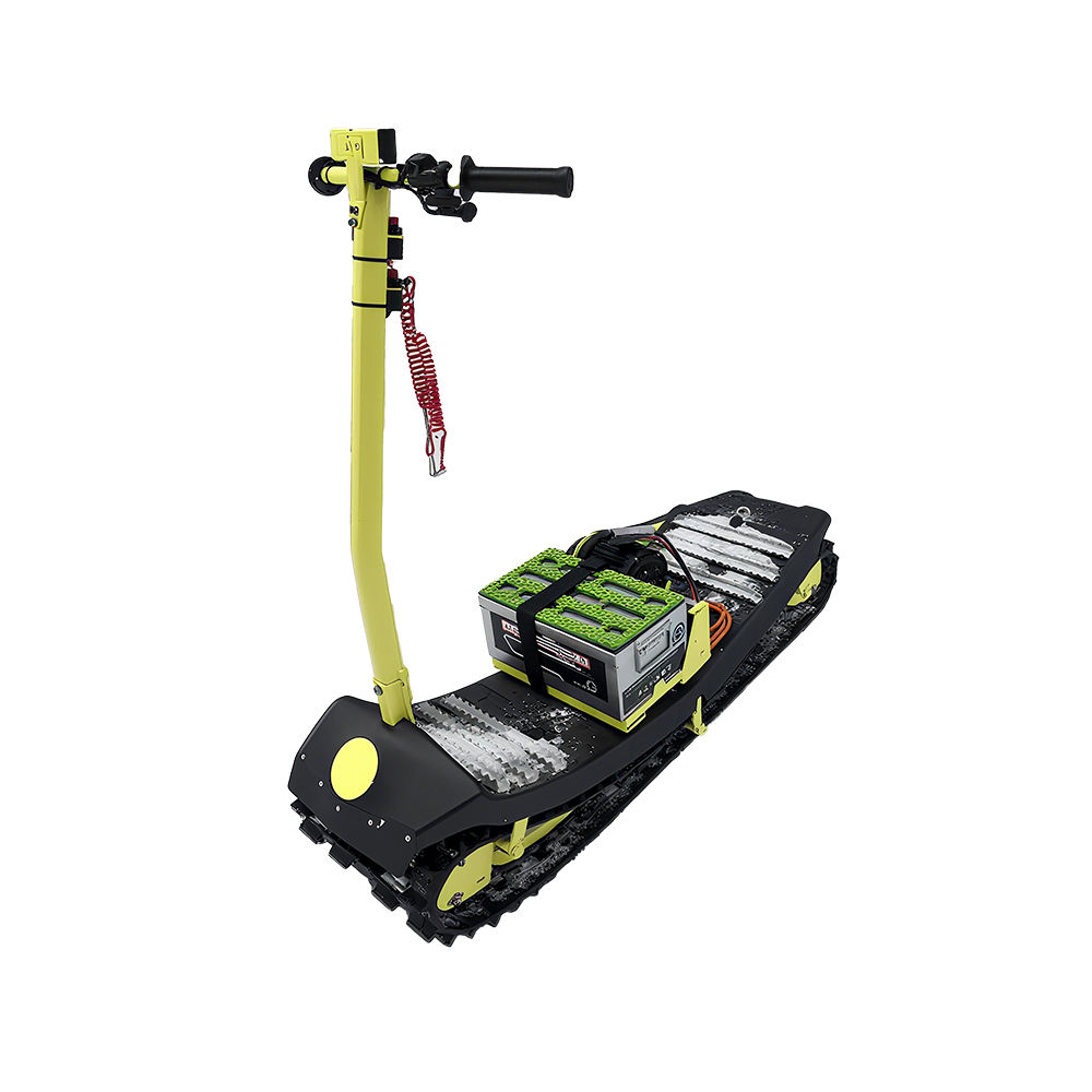 The "Grizzly Trax" (brand name) snowmobile. This is a standing snowmobile, with no seat.