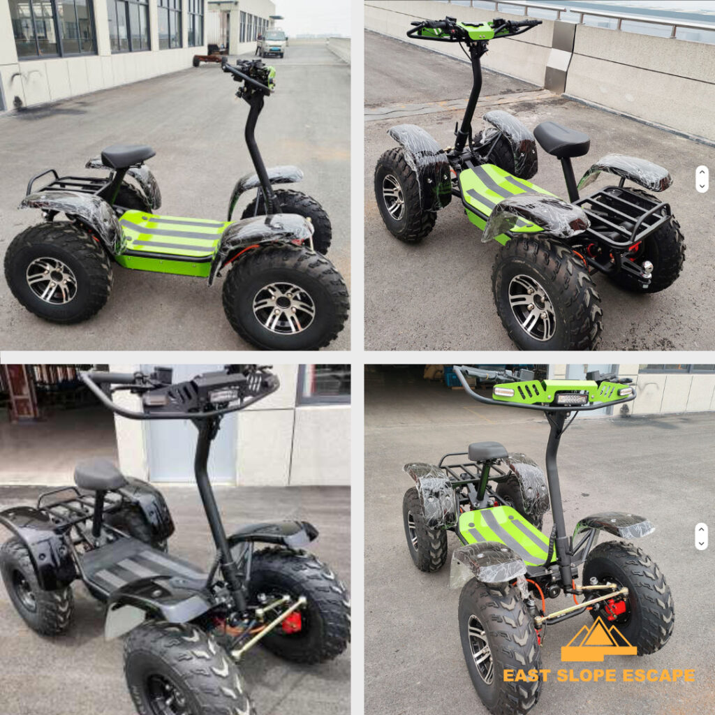 The Pro Mountain Tank ATV (scooter) pictured from several angles in a gallery style.