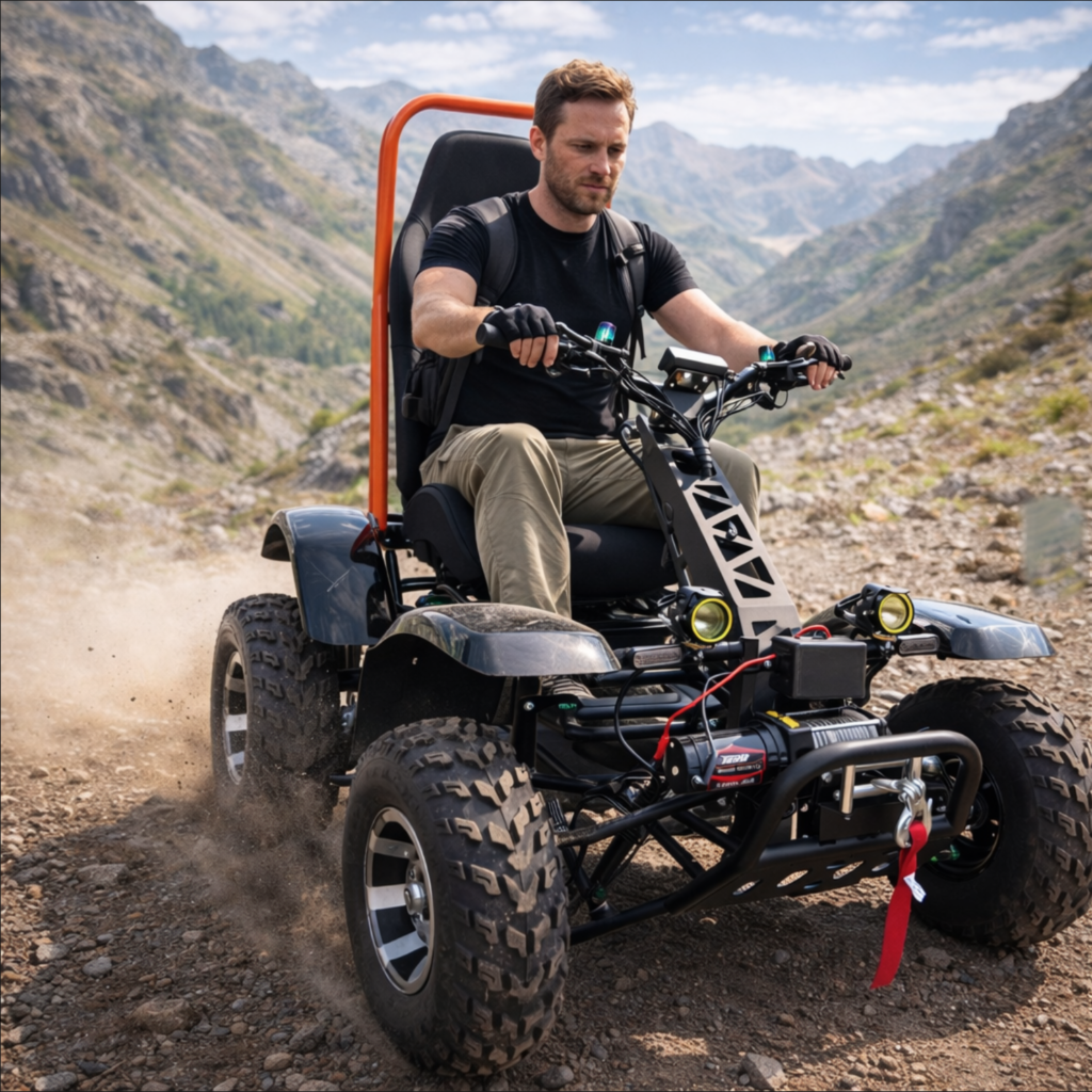 Rider on the Grizzly Ground Pounder ATV.